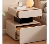 GEK208130 Comodini Comodino in legno for camera da letto, piccolo contenitore con doppio cassetto, credenza in pelle verde Camera da letto(Piccolo)