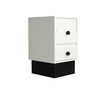 GEK208130 Comodini Comodino in legno massello Combinazione di colori bianco e nero Mobile contenitore con due cassetti for soggiorno, mobiletto for camera da letto Camera da letto
