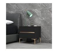 GEK208130 Comodini Comodino in legno massello, comodino moderno in pelle sintetica nera con 2 cassetti portaoggetti, tavolino for soggiorno, camera da letto Camera da letto(L40xD40xH48cm)