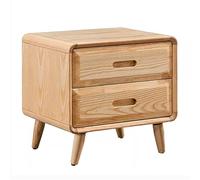 GEK208130 Comodini Comodino minimalista in legno Comodino quadrato con doppio cassetto portaoggetti in legno con angoli arrotondati e comodini resistenti agli urti Camera da letto