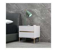 GEK208130 Comodini Comodino moderno in ecopelle bianca, comodino in legno con 2 cassetti portaoggetti e guida silenziosa, mobili for soggiorno camera da letto Camera da letto(Bianco,L40xD40xH48cm)