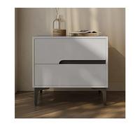 GEK208130 Comodini Comodino semplice in legno Comodino portaoggetti in tinta unita lato stretto Cassetto doppio di grande capacità con comodini scorrevoli silenziosi Camera da letto(Grijs,Grande)