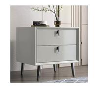 GEK208130 Comodini Comodino tutto in legno Comodino moderno e semplice con doppio cassetto, piccolo comodino con gambe rialzate in tinta unita Camera da letto(Gray2,M)