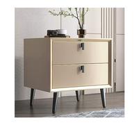 GEK208130 Comodini Comodino tutto in legno Comodino moderno e semplice con doppio cassetto, piccolo comodino con gambe rialzate in tinta unita Camera da letto(Beige,M)