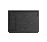 GEK208130 Comodini Tutto il legno comodino quadrato tronco marrone/nero comodino doppio cassetto portaoggetti maniglia nascosta camera da letto comodino mobili Camera da letto(Nero)
