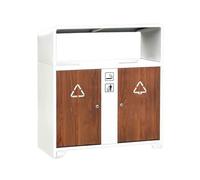 GEK208130 Grande contenitore per rifiuti Cestino for la spazzatura in finto legno for aree pubbliche, luoghi panoramici classificati all'aperto, cestino for la spazzatura in metallo Patio