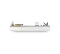 GEK208130 Home Mobile TV sospeso con ante a ribalta e cassetti, mobiletto porta TV sospeso a parete Tavolino TV(Bianco,160x20x24cm)