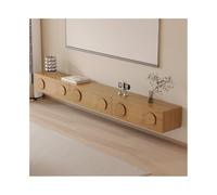 GEK208130 Home Mobile TV sospeso minimalista, centro di intrattenimento a parete con 2 cassetti, console multimediale Tavolino TV(Natural,180x24x20cm)