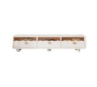GEK208130 Mobile Porta Tv Mobile TV bianco con angoli arrotondati, soggiorno moderno e minimalista, mobile TV con cassetto portaoggetti divisorio da 3 pezzi Tavolino TV