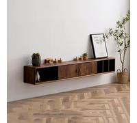 GEK208130 Mobile Porta Tv Mobile TV sospeso a parete in legno di noce con ante e ripiani aperti, tavolo consolle TV, armadietti multimediali for l'intrattenimento Tavolino TV(200 * 25 * 25cm)
