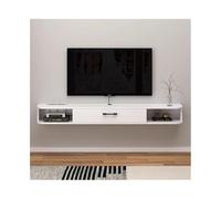 GEK208130 Mobile TV sospeso per la casa, mobile TV a parete, moderno supporto per TV sospeso con porta a ribalta e ripiani aperti, per soggiorno e ufficio (bianco) (200 x 23,6 x 18,1 cm)
