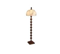 GEK208130 Moderna Lampada da terra in legno marrone, for soggiorno, camera da letto, divano, lampada da tavolo verticale laterale, paralume in tessuto Lampada alta