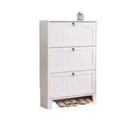 GEK208130 Moderno 3 cassetti ribaltabili 30 cm di larghezza Scarpiera in legno semplice e moderna for uso domestico Ingresso Ingresso Foyer Organizzatore(Bianco)