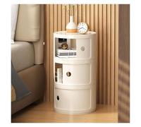 GEK208130 Moderno Comodino moderno a 3 cassetti, comodino rotondo, mobiletto portaoggetti for camera da letto, comodino con cassetti, tavolino con portaoggetti for soggiorno Decorativo(Beige)