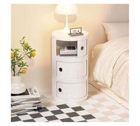 GEK208130 Moderno Comodino moderno a 3 cassetti, comodino rotondo, mobiletto portaoggetti for camera da letto, comodino con cassetti, tavolino con portaoggetti for soggiorno Decorativo(Bianco)