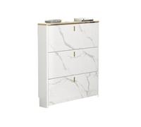 GEK208130 Moderno Mobiletto da ingresso moderno e minimalista, stretto, organizer for scarpe nascosto con 3 cassetti estraibili for corridoi, armadi, soggiorni, bianco Organizzatore