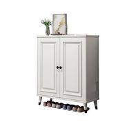 GEK208130 Moderno Mobiletto for scarpe con bordo in legno massello integrato, 80 cm, ingresso domestico, mobiletto for riporre oggetti al chiuso, bianco Organizzatore