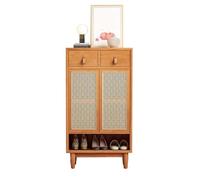 GEK208130 Moderno Mobiletto portaoggetti in rattan for ingresso, scarpiera a 5 ripiani alta 120 cm con ante for armadio del corridoio, pino Organizzatore