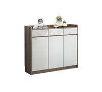 GEK208130 Moderno Organizer for scarpe da veranda con cassetti Scarpiera a 4 ripiani con ante for ingresso, marrone/bianco Organizzatore