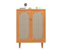 GEK208130 Moderno Organizzatore for scarpe in rattan da ingresso a 5 ripiani con portascarpe in legno indipendente in stile fattoria for armadi, soggiorni Organizzatore(Natural)