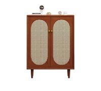 GEK208130 Moderno Organizzatore for scarpe in rattan da ingresso a 5 ripiani con portascarpe in legno indipendente in stile fattoria for armadi, soggiorni Organizzatore(Bruin)