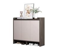 GEK208130 Moderno Ripiani regolabili e gambe in legno, 100 cm di altezza, scarpiera a 4 ripiani con anta for ingresso, porta d'ingresso, nero Organizzatore