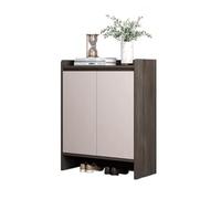 GEK208130 Moderno Scarpiera a 4 ripiani con anta, ripiani regolabili e gambe in legno, altezza 100 cm, organizer for ingresso, porta d'ingresso, nero Organizzatore