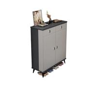 GEK208130 Moderno Scarpiera a 5 ripiani con 2 cassetti, mobiletto portascarpe in legno indipendente, ripiani regolabili for ingresso e corridoio Organizzatore