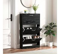 GEK208130 Moderno Scarpiera con 3 cassetti ribaltabili, scarpiera autoportante, scarpiera, organizer for scarpe, bianco Organizzatore(Nero)