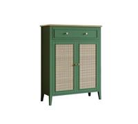 GEK208130 Moderno Scarpiera in stile vintage in rattan a 4 ripiani con ante, ripiani regolabili, scarpiera in legno con cassetti Organizzatore