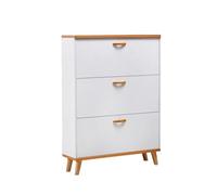 GEK208130 Moderno Scarpiera indipendente da 90 cm con 3 cassetti pieghevoli, scarpiera stretta for ingresso, atrio, corridoio, bianco Organizzatore