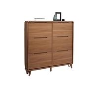 GEK208130 Moderno Scarpiera stretta con 6 cassetti girevoli, mobiletto portascarpe in legno indipendente for ingresso, 120 cm Organizzatore