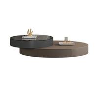 GEK208130 Moderno Set di tavolini da caffè ovali rotanti, tavolo moderno in vetro di lusso for piccoli spazi, mobili for la casa eleganti e funzionali Decorativo(Bruin)