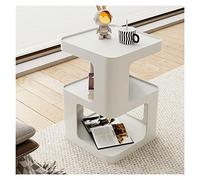 GEK208130 Moderno Tavolini da soggiorno, tavolino quadrato moderno con ripiano portaoggetti, comodino comodino con robusta struttura in metallo, 15,7 * 21,2 pollici Decorativo(Bianco)