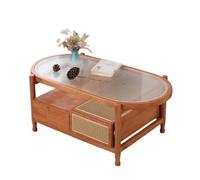 GEK208130 Moderno Tavolino da caffè in legno massello for piccoli soggiorni, finitura ciliegio, tavolo ovale moderno e minimalista for la casa Decorativo