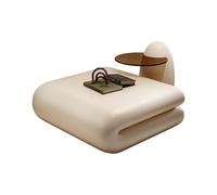 GEK208130 Moderno Tavolino da caffè minimalista e creativo in vetro dal design di lusso, set da tavolo a forma di libro for salotti moderni Decorativo(Bianco,80cm)