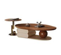 GEK208130 Moderno Tavolino da caffè moderno minimalista in legno massello for soggiorno, finitura noce nordico, stile retrò, mobili for la casa di lusso, design semplice Decorativo(130cm)