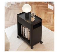 GEK208130 Moderno Tavolino da caffè piccolo con ruote Credenza mobile in ferro moderna semplice for la casa Tavolino quadrato da soggiorno Tavolino da salotto Decorativo(Nero)