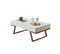 GEK208130 Moderno Tavolino da caffè rettangolare minimalista moderno, finitura rovere bianco, texture opaca, tavolino da caffè contenitore con design elegante Decorativo(110cm)