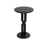 GEK208130 Moderno Tavolino laterale in legno massello for soggiorno Mini tavolo rotondo perfetto for divano o camera da letto, design compatto e portatile Decorativo(Nero)