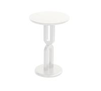 GEK208130 Moderno Tavolino laterale in legno massello for soggiorno Mini tavolo rotondo perfetto for divano o camera da letto, design compatto e portatile Decorativo(Bianco)