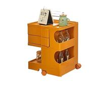 GEK208130 Moderno Tavolino Mobile for Divano, Tavolino Piccolo Carrello con Ruote con Ripiano e Cassetti Girevoli, Comodino Tavolino con Ruote for Soggiorno Camera da Letto Piccoli Spazi Decorativo