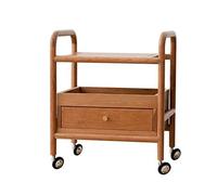 GEK208130 Moderno Tavolino mobile stretto for divano, tavolino con ripiano e cassetto, tavolino girevole in legno, comodino for snack con ruote, for ufficio, soggiorno, camera da letto Decorativo