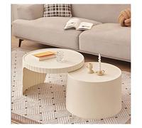 GEK208130 Moderno Tavolino moderno pieghevole a incastro, tavolini rotondi scalabili for salotto, tavolino centrale Elegance, tavolini impilabili, espandibili fino a 41,3" Decorativo(Beige)