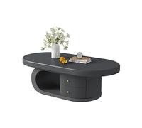 GEK208130 Moderno Tavolino ovale vintage in legno massello for soggiorno, design salvaspazio for piccole case Decorativo(Nero,120cm)