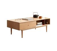 GEK208130 Moderno Tavolino portaoggetti bifacciale con anta scorrevole e cassetto finitura chiara Decorativo