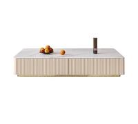 GEK208130 Moderno Tavolino Rettangolare, Tavolino Moderno E Minimalista con Piano in Ardesia e 4 Cassetti, Tavolino da Divano Tavolo Centrale da Soggiorno, Facile da Montare Decorativo(130x70x35cm)