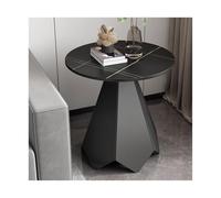 GEK208130 Moderno Tavolino Rotondo Con Piano In Pietra Sinterizzata E Base In Metallo, Tavolino Moderno Da Comodino for Soggiorno, Camera Da Letto, Piccolo Spazio Decorativo(Nero)