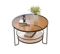 GEK208130 Moderno Tavolino rotondo con vetro temperato scanalato, tavolino minimalista for piccoli soggiorni, design moderno salvaspazio Decorativo(Nero,80cm)
