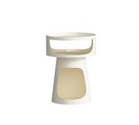 GEK208130 Moderno Tavolino rotondo creativo in metallo, tavolino da caffè a doppio strato, tavolino da divano for balcone, comodino for camera da letto, cuccia for gatti Decorativo(Bianco)